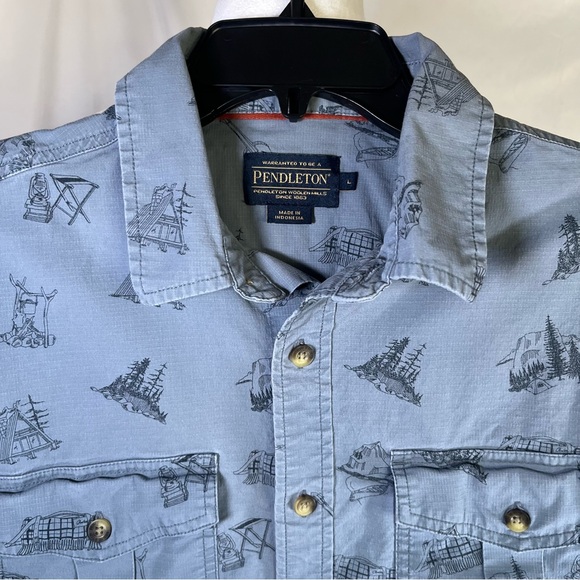 Pendleton Other - Pendleton Riley Ripstop Button-down Short Sleeve Shirt Blue Camping M Gorpcore‎